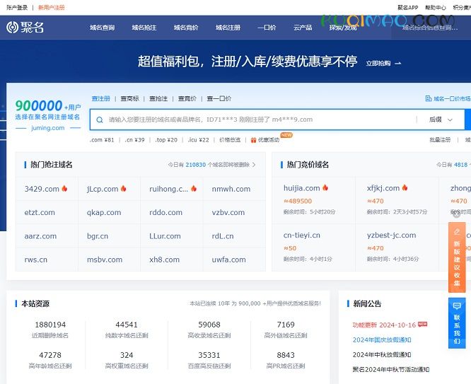 聚名网网站截图