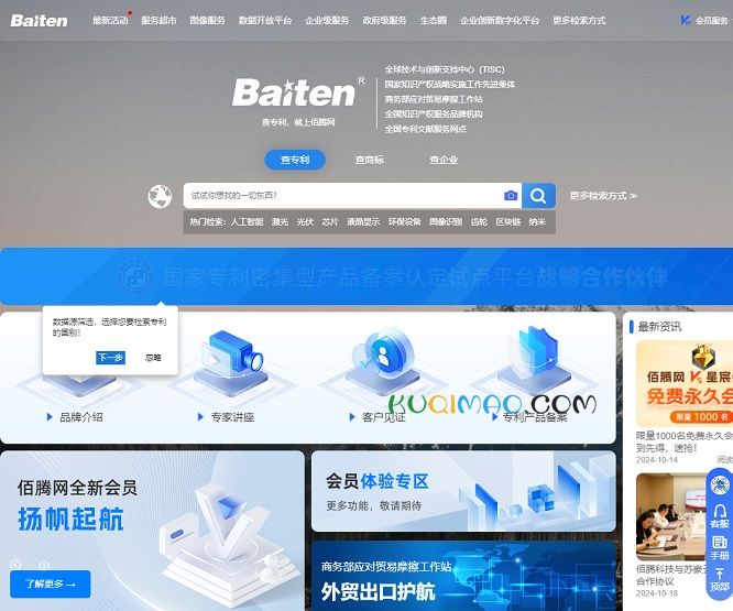 佰腾专利检索网站截图