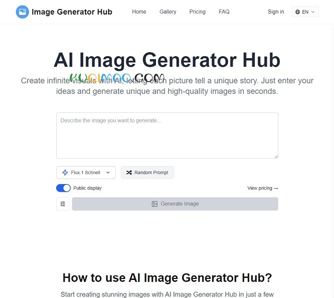 AI Image Generator Hub网站截图