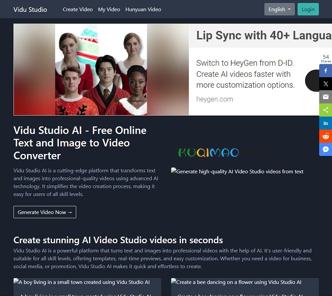 Vidu Studio网站截图