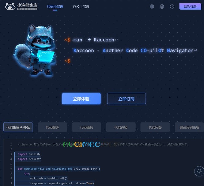 代码小浣熊网站截图