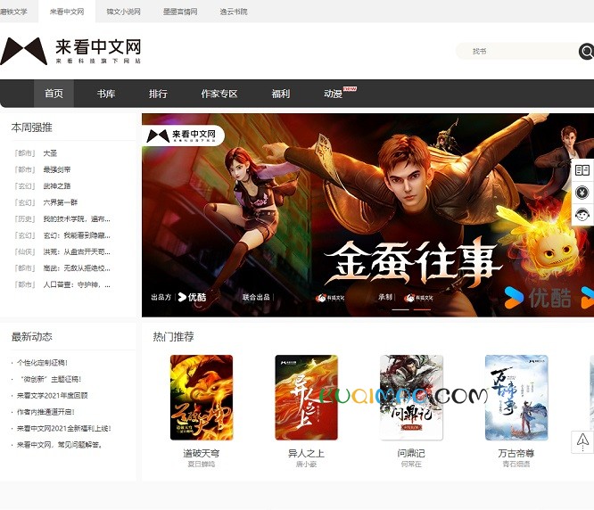 来看中文网网站截图