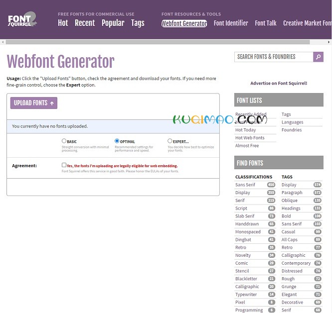 fontsquirrel在线字体转换网站截图