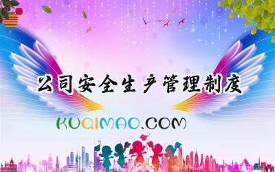 公司安全生产管理制度 公司企业安全生产管理制度