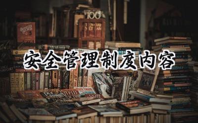 安全管理制度内容 物业安全管理制度内容