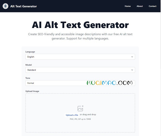AI Text 图片Alt文本生成器网站截图