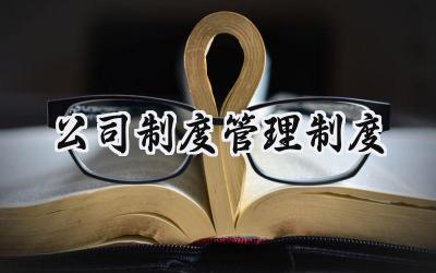 公司制度管理制度 企业管理制度完整版