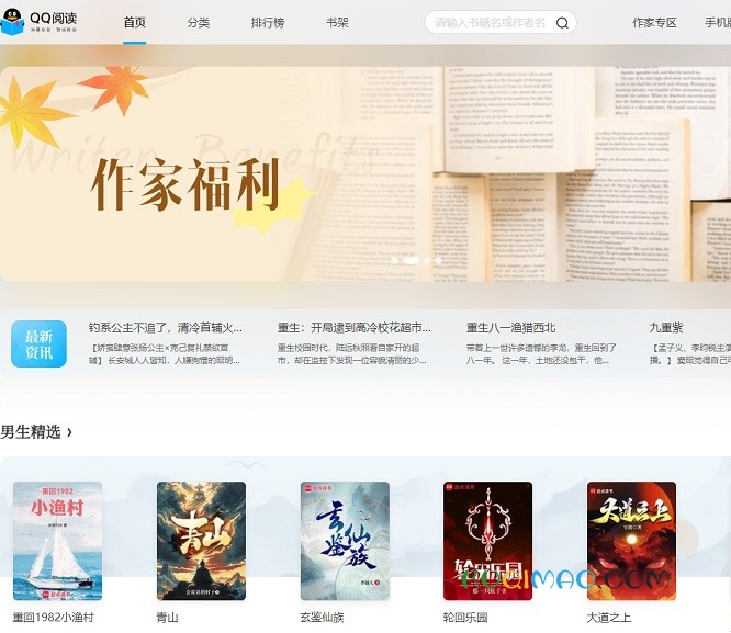 QQ阅读网站截图