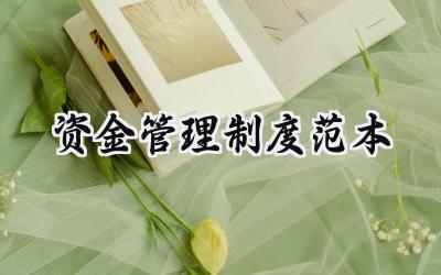 资金管理制度范本 企业资金管理制度办法