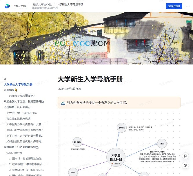 大学新生入学导航手册网站截图