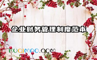 企业财务管理制度范本 公司财务管理规章制度