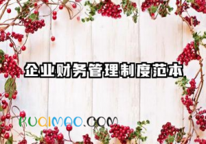 企业财务管理制度范本 公司财务管理规章制度