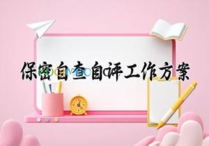 保密自查自评工作方案 保密自查自评的工作方案2025(11篇）