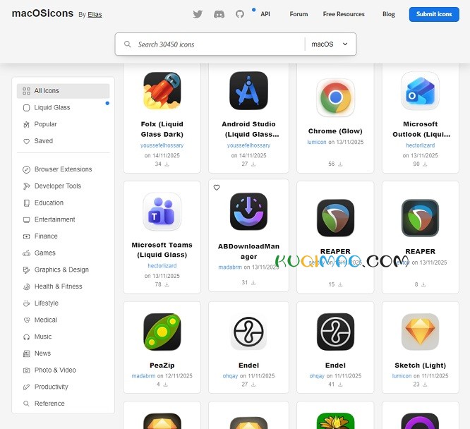 macOS App icons网站截图