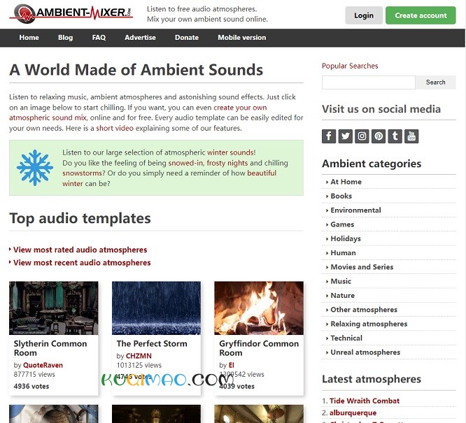 Ambient Mixer网站截图 Ambient Mixer网站截图