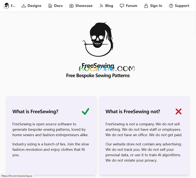 FreeSewing网站截图 FreeSewing网站截图