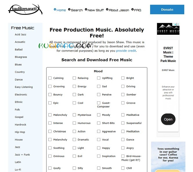 Audionautix网站截图