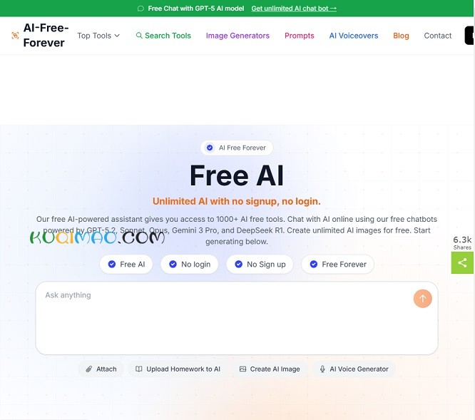 AIFreeForever网站截图