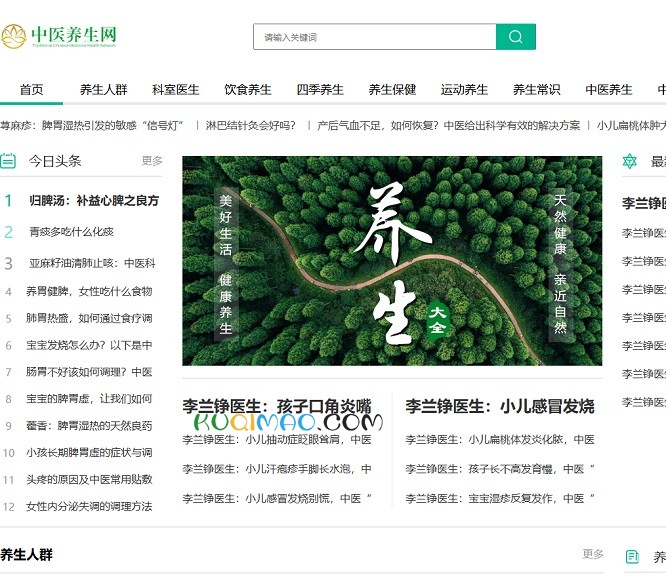中医养生网网站截图