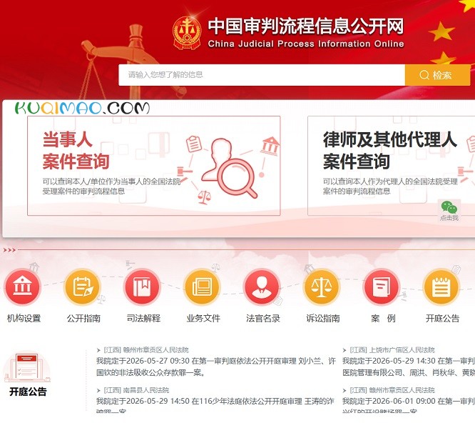 中国审判流程信息公开网网站截图 中国审判流程信息公开网网站截图