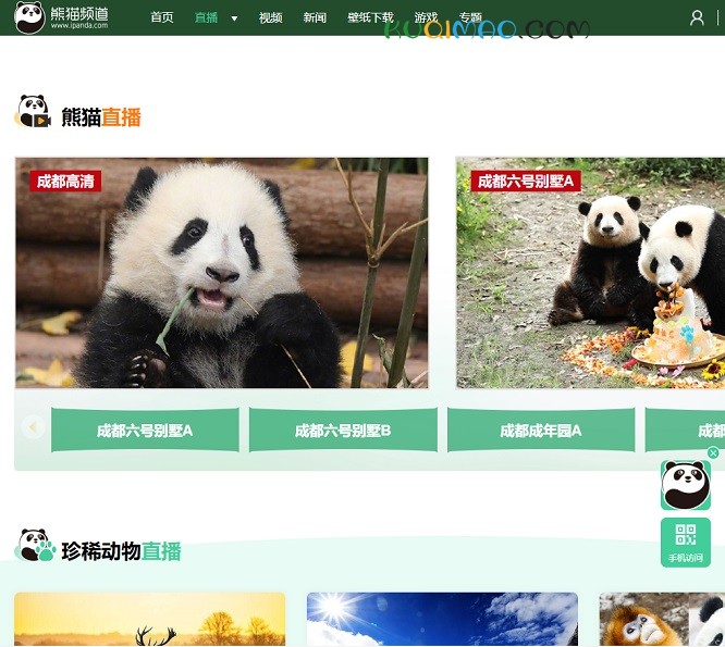 iPanda熊猫频道网站截图