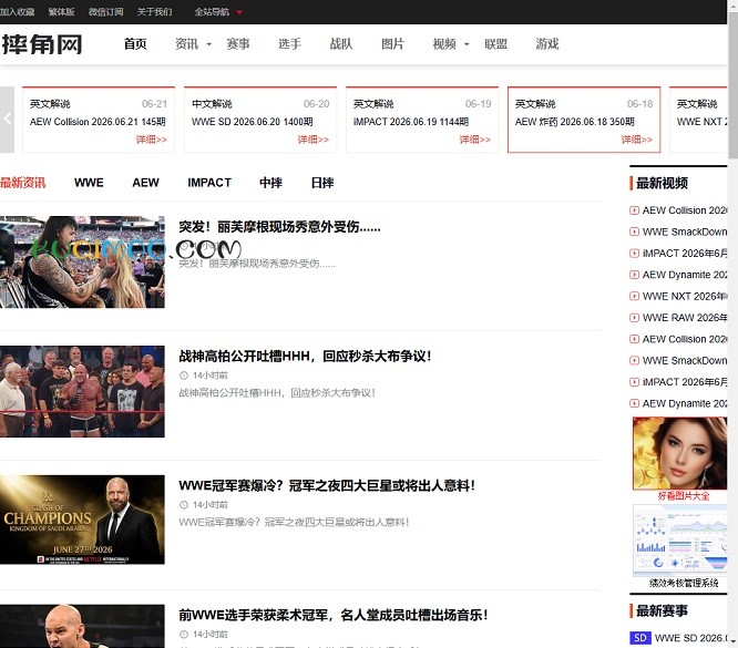 摔角网网站截图