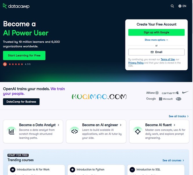 DataCamp网站截图 DataCamp网站截图