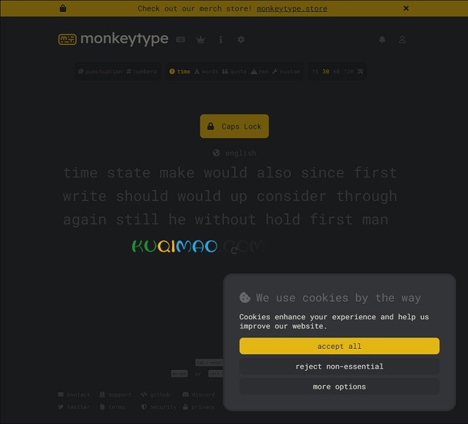 Monkeytype网站截图 Monkeytype网站截图