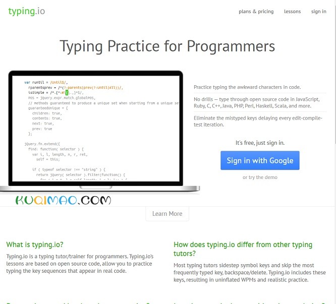 Typing.io网站截图 Typing.io网站截图