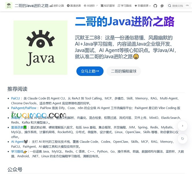 二哥的Java进阶之路网站截图 二哥的Java进阶之路网站截图